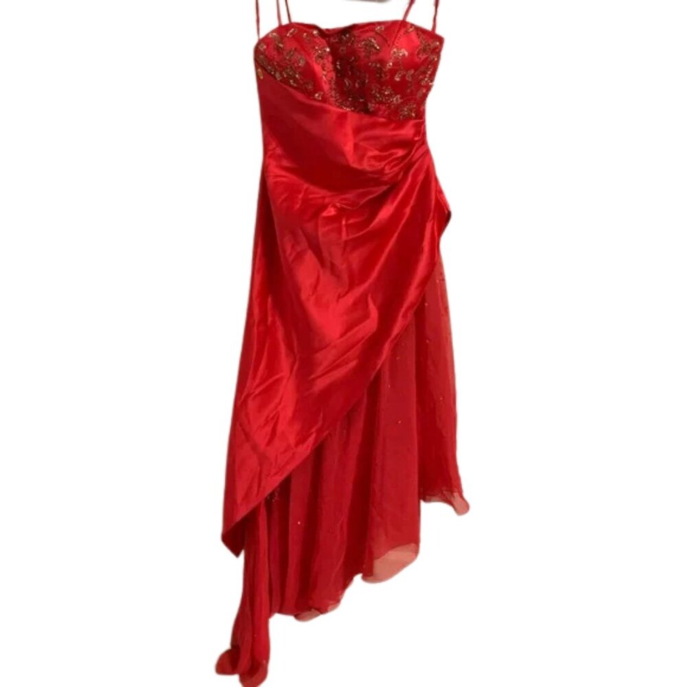 Y2K prom dress high low fuchsia sequined